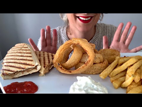 ASMR ONION RING| FRIES and CHEESEY PANNINI | EATING SOUNDS | no talking