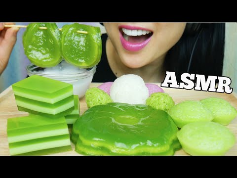 ASMR GREEN DESSERT LAYER CAKE + JELLO + SWEET STEAMED RICE CAKE (EATING SOUND) NO TALKING | SAS-ASMR