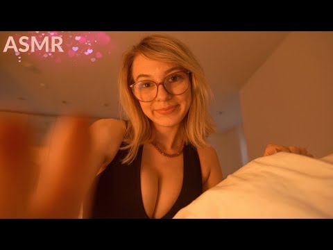 ASMR Girlfriend Tucks You In 💓 {personal attention, face massage, reading german & english}