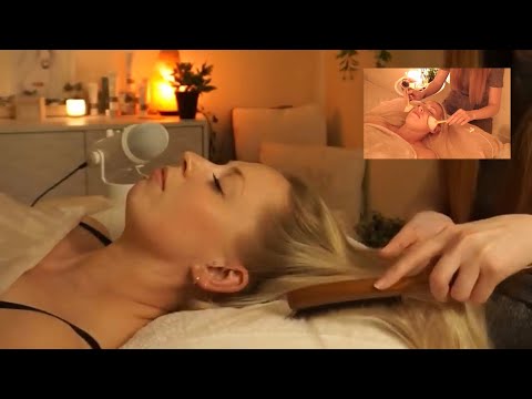 ASMR Soft Spoken Relaxing Face Brushing| Scalp Neck Massage Wth Essential oil Aromatherapy for Sleep