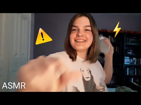 fast and aggressive/chaotic ASMR | mouth sounds, hand sounds + hand movements, whispering (lofi)⚡⚠️⚡