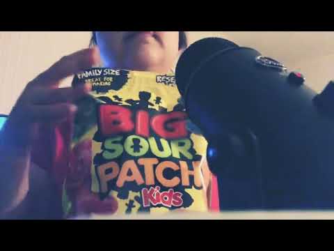 ASMR - Eating Sour Patch Kids gummies | chewing sounds | bag crinkles