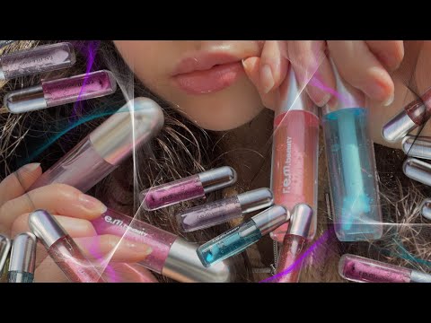 🪐 asmr outdoors | close up r.e.m beauty lip oil application + giving you the shivers (dot line dot)