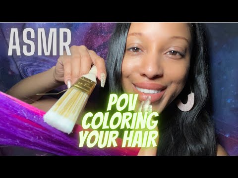 ASMR POV COLORING YOUR HAIR |  RAINBOW HAIR PLAY (Foil Sounds, Whispering, Personal Attention)