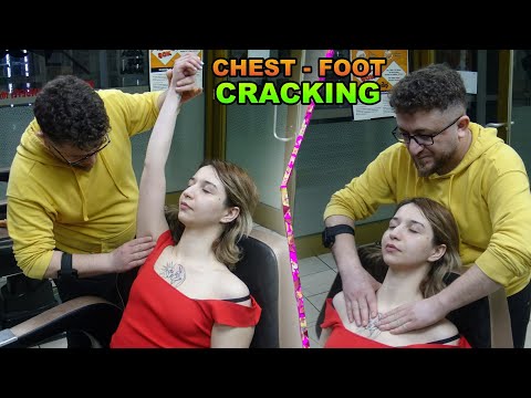FEMALE BODY CRACKING + CHEST THERAPY + Asmr head, back, waist, arm, face, throat, foot, leg massage