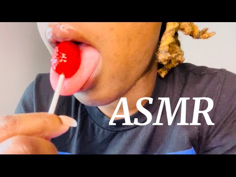 ASMR Up Close Lolipop Licking + Gum Chewing (Mouth Sounds)
