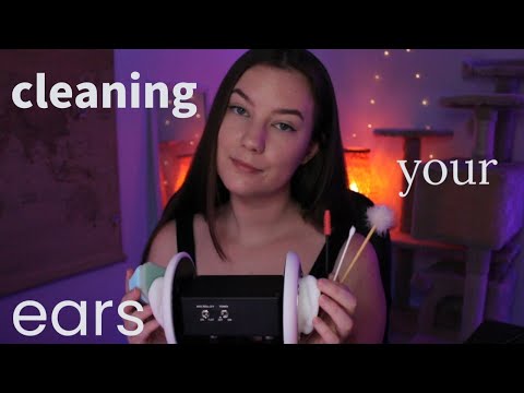 ASMR ♡ Cleaning Your Ears -- spoolies, fluffy ear picks, qtips, & more! (No talking)
