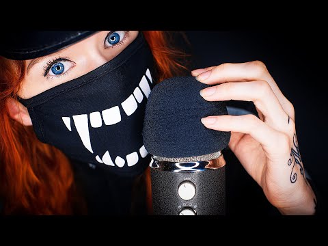 ASMR - INAUDIBLE WHISPERING w/ foam mic cover scratching