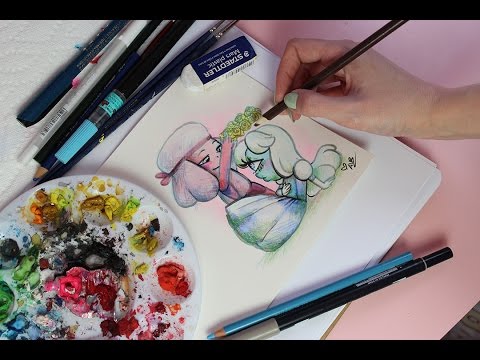 Greeting Card Thursday: Ruby and Sapphire Watercolours (ASMR soft spoken and art sounds)