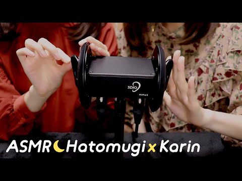 [Hatomugi×Karin ASMR Collaboration] Japanese Trigger Words Whispering + Ear Massage 👂 耳のマッサージ