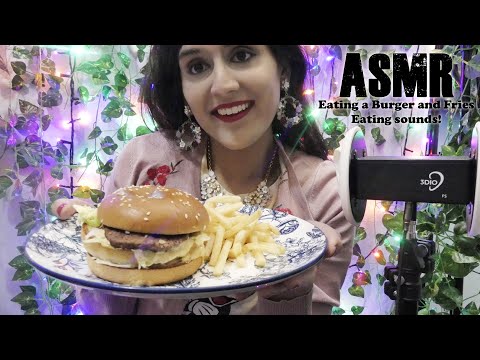 ASMR Eating Hamburger and Fries 🍔🍟♡♡ 3DIO BINAURAL ♡♡ 👄EATING SOUNDS 👄