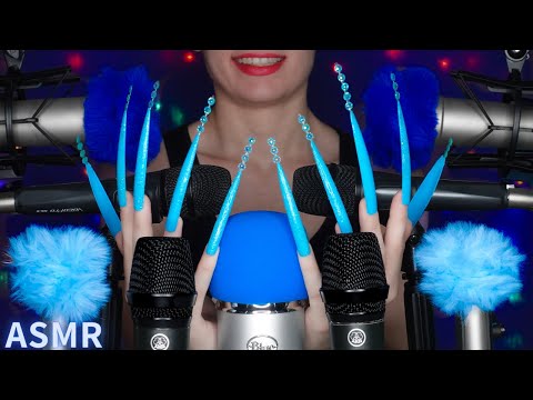 ASMR Mic Scratching with the World's LONGEST Nails & 9 Mics 🎤 No Talking for Sleep 💙 4K