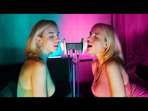 ASMR TWINS LICKING SOUNDS FOR YOU 💚💜