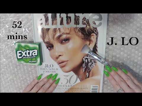 52 Min Intense Gum Chewing Magazine Flip Through | J Lo | Whispered ASMR
