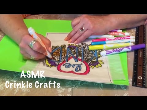 ASMR Crafts/Writing/Drawing/Coloring on crinkly paper. (No talking)