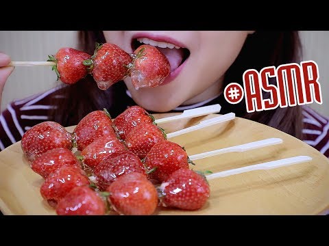 ASMR Candied Strawberry (Tanghulu) EXTREME CRUNCHY EATING SOUNDS | LINH-ASMR