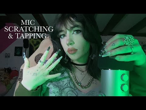 Mic Scratching and Mic Tapping With Long Fake Nails ASMR | With and Without Foam Cover, Whispering