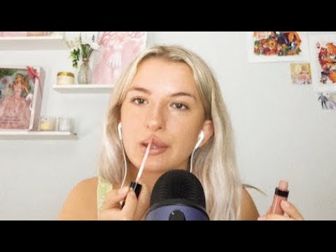 ASMR: applying lipgloss, tapping, mouth sounds ✨