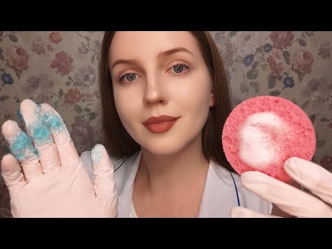 ASMR Face Cleansing. Gel Face Massage with Gloves
