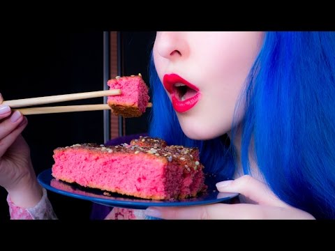 ASMR: Pink Lemonade Cake & Yogurt Dip - Chewy Cake ~ Relaxing Eating Sounds [No Talking | Vegan] 😻