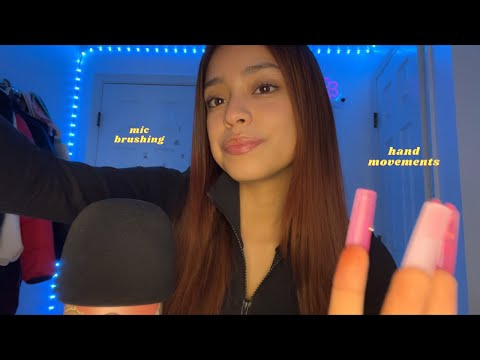 ASMR mouth sounds & kisses [hand movements + mic rubbing]