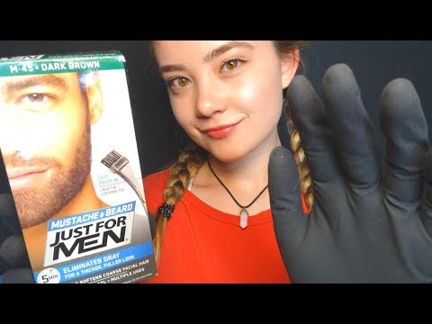 ASMR JUST FOR MEN! Coloring & Trimming Your Beard Role Play! Latex Gloves, Shave Balm, Scissor Sound