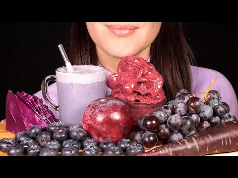 ASMR Purple Food (Healthy) ~ Nice Cream, Blueberries, Grapes, Plum | No Talking