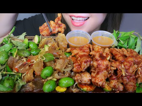 ASMR Vietnamese pickled beef tendon and chicken feet with Thai sauce EATING SOUNDS LINH-ASMR