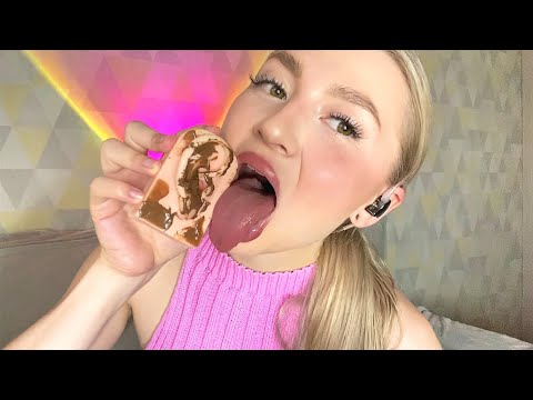ASMR Celicon ear licking with nutella | ASMR Nutella/Hazelnut Ear licking | mouth sounds