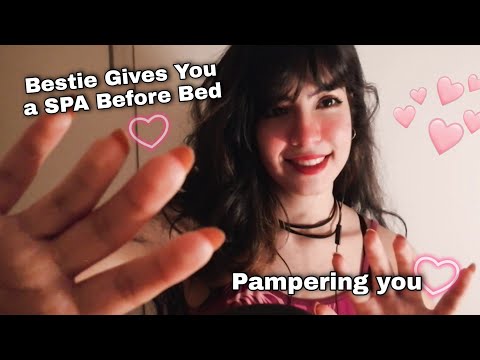 ASMR Bestie Gives You A Spa Before Bed ♡❀‧͙⁺˚*･ ( layered sounds )