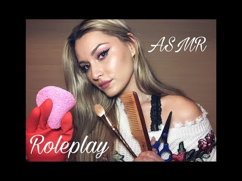 ASMR Roleplay Spa, Makeup, Hair💆🏼‍♀️| Gloves, Water, Brushes, Scissors, Iron, Tapping Sounds