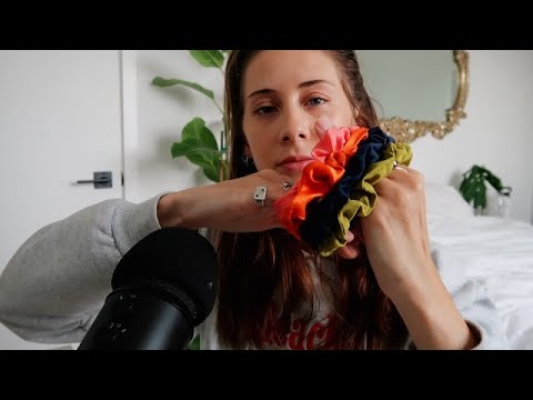 ASMR 6 relaxing triggers using brushes, scrunchies, knitting needles and other tools (soft whisper)
