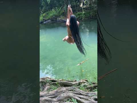 😱😳Swing rope jump in a 20 FOOT LAGOON murky water 😳