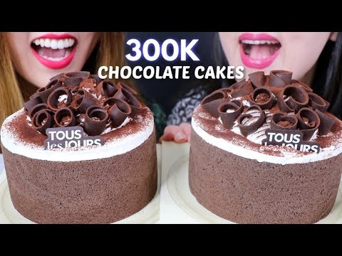ASMR CHOCOLATE CLOUD CAKES 초콜릿 케이크 리얼사운드 먹방 ケーキ केक | Kim&Liz ASMR
