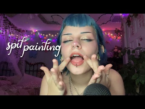 asmr spit painting (mouth sounds, tongue clicking, hand movements)