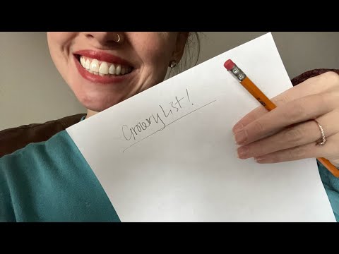ASMR - Gum Chewing Whisper - Grocery List in Pencil