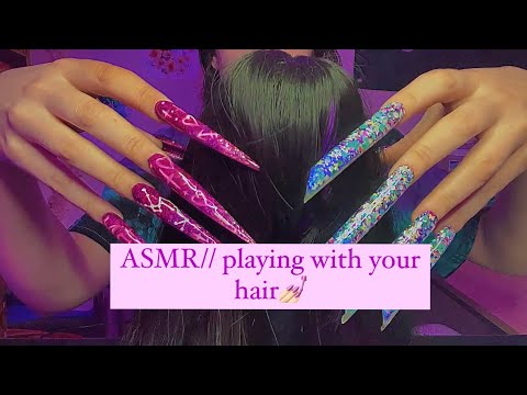 ASMR// I play with your hair (wig on mic, talking, tapping, scratching)