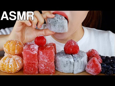 ASMR Frozen Fruits 🍊🍉🍓🫐 얼린 과일 먹방 Mukbang Eating Crunchy Ice Sounds ❄️