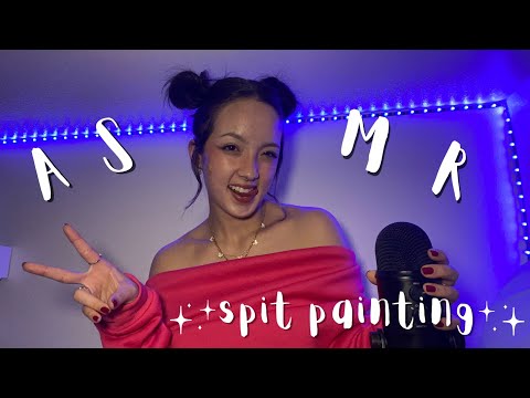 ASMR - spit painting, mouth sounds, hand movements (visualization)