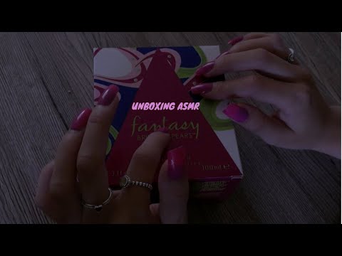 slow tapping and whispers perfume unboxing ASMR