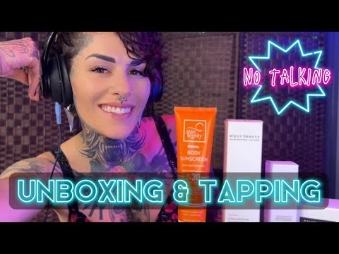 ASMR Tapping & Unboxing Credo Skincare before the beach- NO Talking
