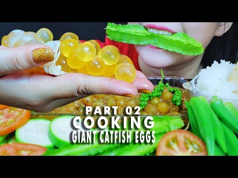 ASMR COOKING GIANT CATFISH EGGS BRAISED WITH PEPPER PART 02, EATING SOUNDS LINH-ASMR