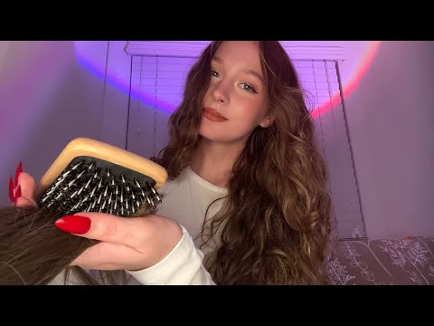 ASMR | Playing with your hair until you fall asleep (hair brushing, layered sounds)