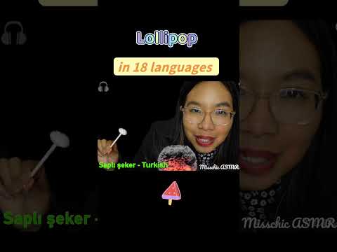 ASMR LOLLIPOP IN DIFFERENT LANGUAGES (Mouth Sounds, Whispering) 🍭👩‍❤️‍👩 [18 Languages] #Shorts