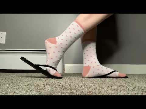 ASMR Modeling/Walking In Black Flip Flops & White Socks | Flip Flop Sounds | Custom Video