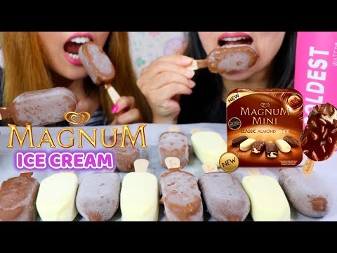 Mini MAGNUM ICE CREAM BARS | ASMR EATING (INTENSE CRUNCH) | Kim&Liz ASMR