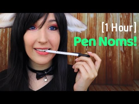 ASMR - PEN NOMS ~ Plastic Pen Chewing & Mouth Sounds ~