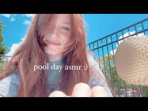 ASMR By the Pool, chill with me by the pool (water sounds, soft spoken )