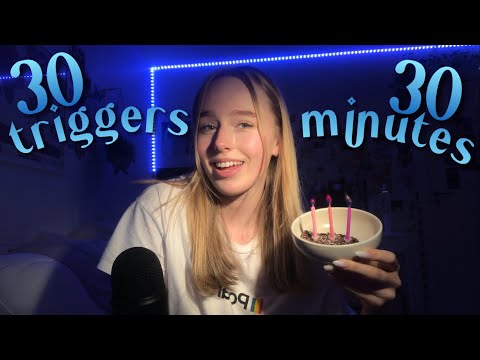 ASMR 30 triggers in 30 minutes for 3000 subscribers! 🍾