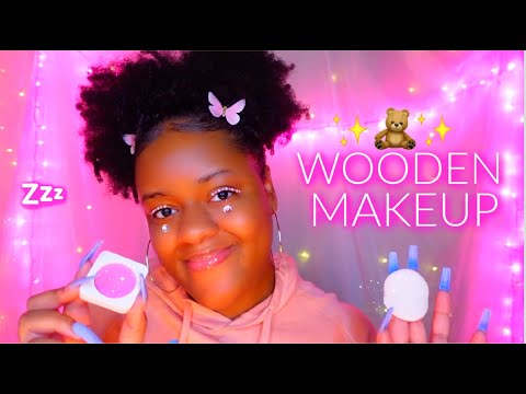 ASMR ✨Doing Your Wooden Makeup For Tingles...💖🧸🌙 (PAMPERING, MAKE BELIEVE, COZY TRIGGERS ✨)